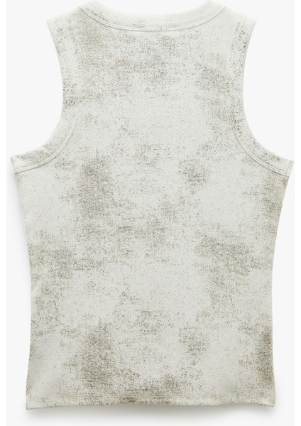 Yeni Sezon Pamuklu Kolsuz Slim Fit Metalik Baskılı Halter Yaka Atlet fırsatları
