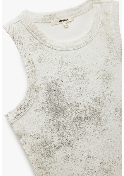Yeni Sezon Pamuklu Kolsuz Slim Fit Metalik Baskılı Halter Yaka Atlet indirimleri