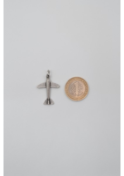 Minimal Uçak Siyah Deri Ip Kolye - Antik Gümüş Kaplama - Kadın Erkek - 60 cm indirimleri