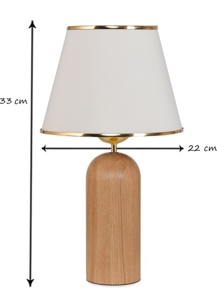 Şık Ahşap Ayaklı Gold Detaylı Krem Abajur, Evinize Zarif Dokunuş fiyatları