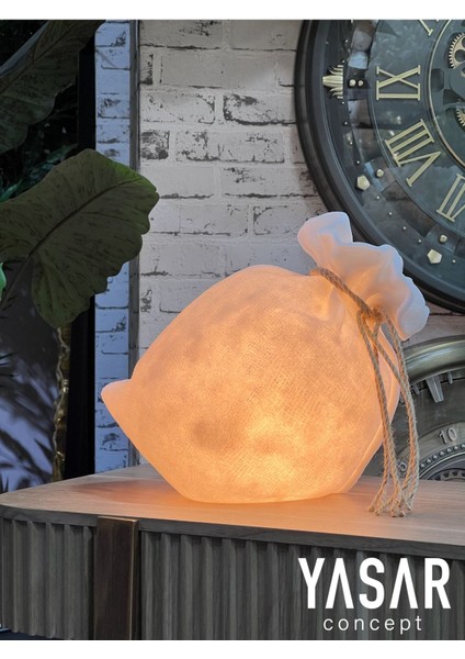 Bej Hasır Görümlü Çanta ve Abajur, Yatay 30X34 Cm, Şık ve Doğal Dekor.