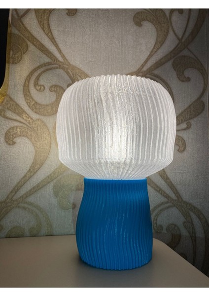 Şık Dalgalı Abajur, Mavi Renkli, Modern ve Zarif Tasarım indirimleri