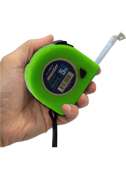 Yeşil Renk Metal Bükülebilir Ölçüm Şeridi 5 M x 25 Mm, Plastik Kasalı, Klipsli indirimleri