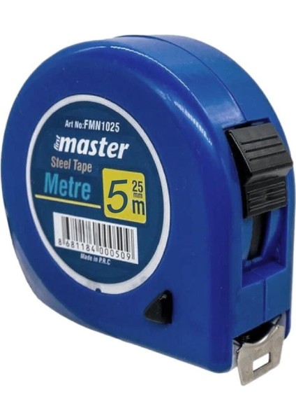 Bükülebilir Metal Şerit Ölçüm 5m x 25MM, Soft Mavi, Düğmeli, Plastik Kasalı modelleri