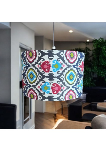 El Yapımı Mavi Abajur Başlığı, Şık ve Kaliteli Kumaş, 40 Çap 25 Yükseklik