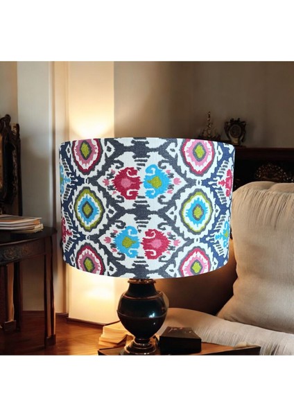 El Yapımı Mavi Abajur Başlığı, Şık ve Kaliteli Kumaş, 40 Çap 25 Yükseklik fiyatları