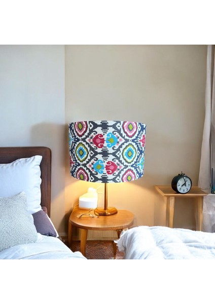 El Yapımı Mavi Abajur Başlığı, Şık ve Kaliteli Kumaş, 40 Çap 25 Yükseklik modelleri