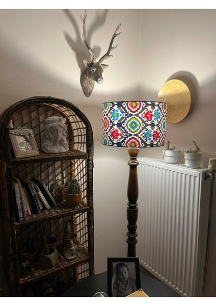 El Yapımı Mavi Abajur Başlığı, Şık ve Kaliteli Kumaş, 40 Çap 25 Yükseklik fırsatları