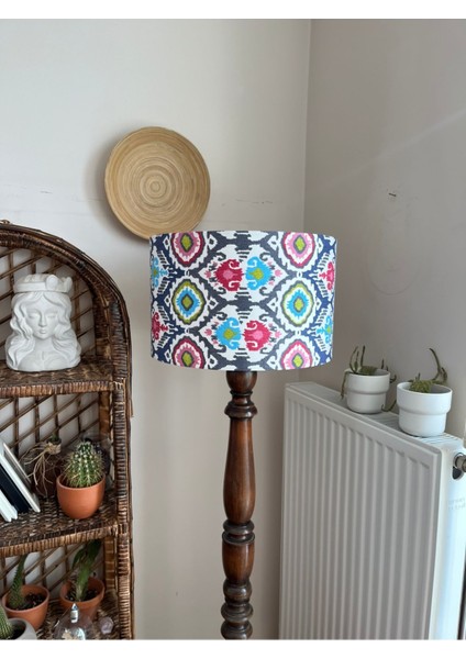 El Yapımı Mavi Abajur Başlığı, Şık ve Kaliteli Kumaş, 40 Çap 25 Yükseklik indirimleri