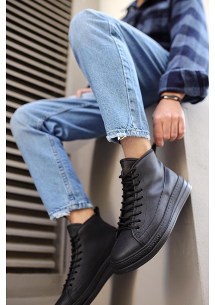 J-C030 Bağcıklı Ortopedik Taban Suya ve Soğuğa Dayanıklı Günlük Kışlık Erkek Spor Bot St Siyah indirimleri