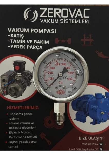 Ø52 Mm, Alttan Bağlantılı, Gliserinli, 0-600 Bar Ölçüm Manometresi