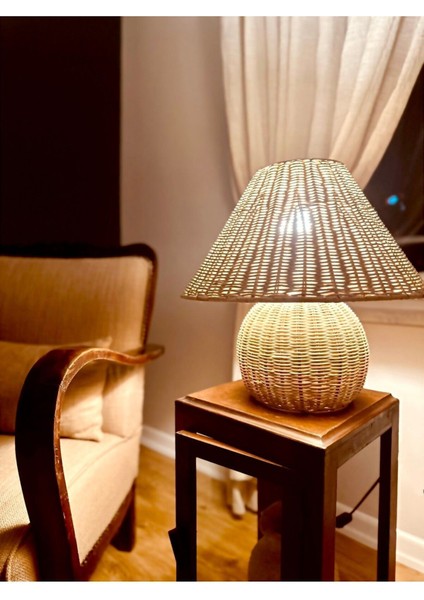 Büyük Rattan Abajur, Beyaz, Modern ve Şık Tasarım fırsatları