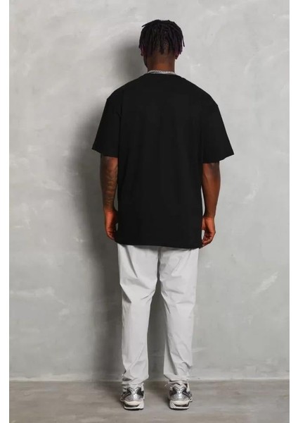 Unisex Oversize Düz Bisiklet Yaka T-Shirt - Siyah fırsatları