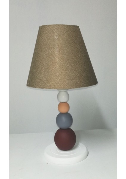 Renkli Açık Pembe ve Kahverengi Ayaklı Yüksekliği Ayarlanabilir Abajur