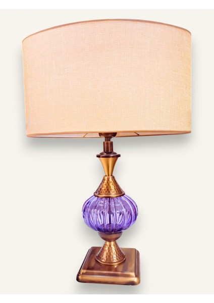 Mor Camlı Şık Abajur, Ev Dekoru Için Güzel ve Modern Aydınlatma Seçeneği