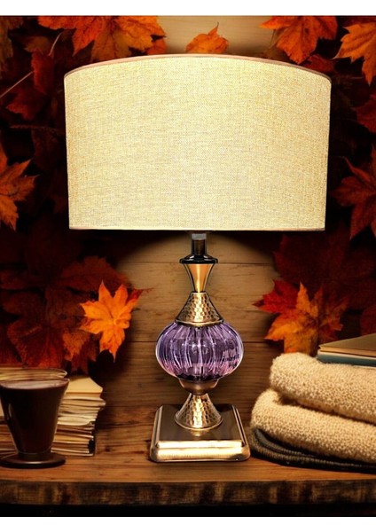 Mor Camlı Şık Abajur, Ev Dekoru Için Güzel ve Modern Aydınlatma Seçeneği fiyatları