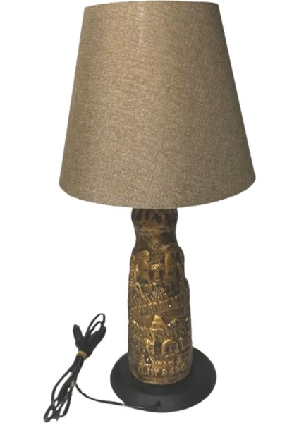 Kapadokya Peribacaları Mermerit Metal Abajur, Şık ve Doğal Dekoratif Aydınlatma.