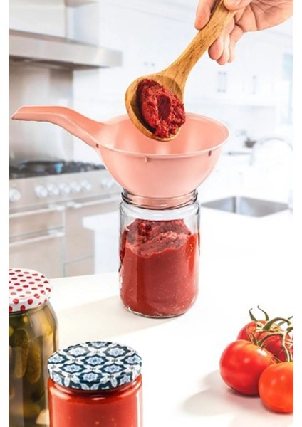 Pratik Plastik Konserve ve Reçel Hunisi, Saplı Kullanışlı Tasarım