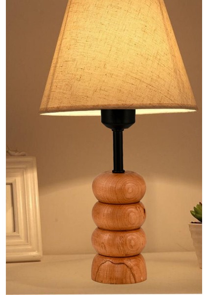 Keten Kumaşlı Ahşap Ayaklı Şık Abajur, Sıcak ve Ferah Atmosuz Için Tasarlandı fiyatları