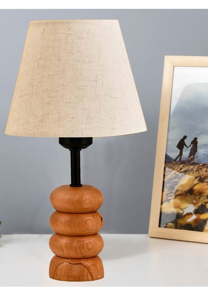 Keten Kumaşlı Ahşap Ayaklı Şık Abajur, Sıcak ve Ferah Atmosuz Için Tasarlandı modelleri