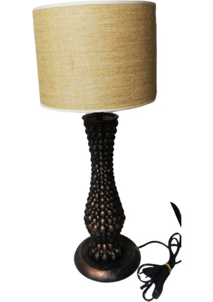 Bej Mermer Desenli Abajur, Şık ve Modern Dekoratif Aydınlatma