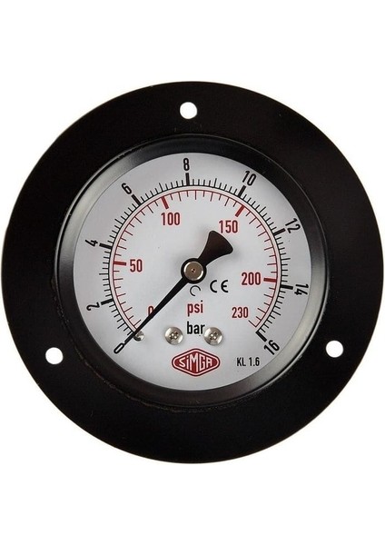 Ø63 mm Ön Flanşlı, Kuru Tip, 0-160 Bar Basınç Manometresi