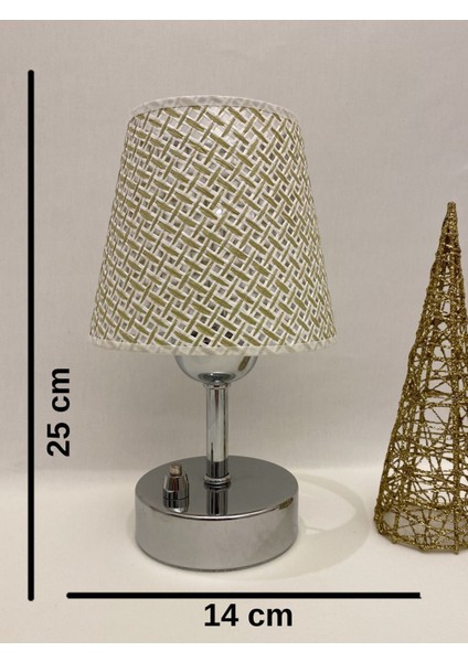 Pilli Masa ve Gece Lambası, Beyaz Desenli Krom Ayak, Şık ve Pratik Aydınlatma indirimleri