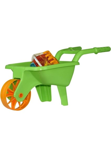 Yeşil ve Sarı Renkli Çocuklar Için Eğlenceli Plaj ve El Arabası Seti