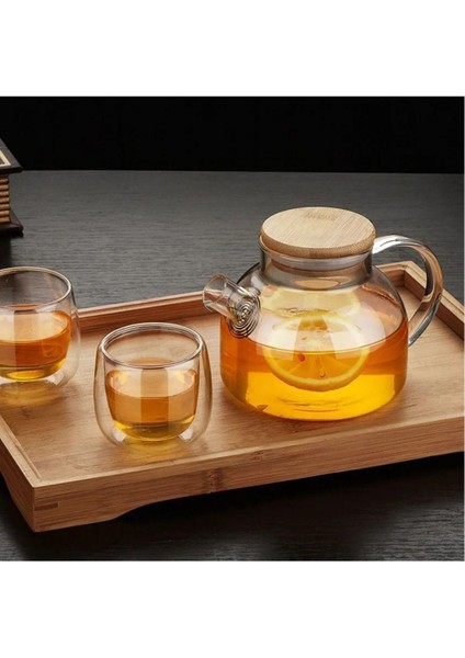 900 ml Bambu Kapaklı Isıya Dayanıklı Cam Çay Demliği Turuncu fırsatları