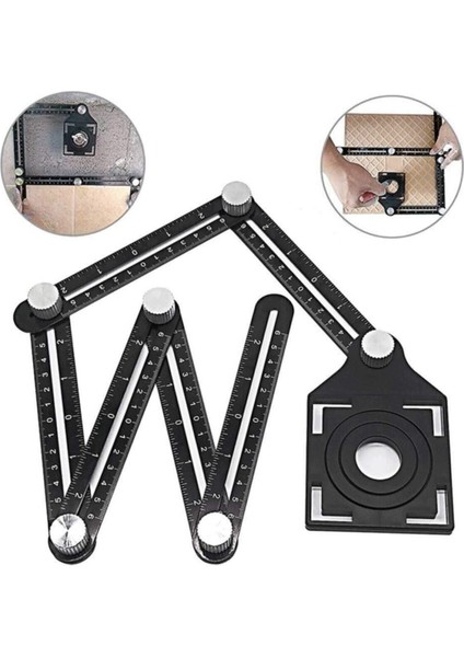 Alüminyum Delik Şablon Cetveli, Fayans ve Granit Ölçme Açı Ölçer 4 Ay