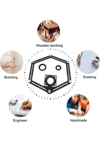 Alüminyum Delik Şablon Cetveli, Fayans ve Granit Ölçme Açı Ölçer 4 Ay modelleri