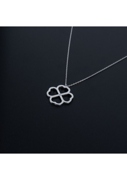 14K Altın 0.01CT Pırlanta Taşlı Kalp Yonca Kolye modelleri