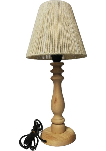 Doğal Jüt Ipli Abajur, Ahşap Ayak, Krem Ton, Şık ve Sıcak Atmosfer Sağlar. modelleri