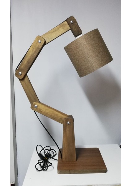 Oynar Gövdeli Ahşap Abajur, Kahverengi, Şık ve Modern Tasarım fırsatları