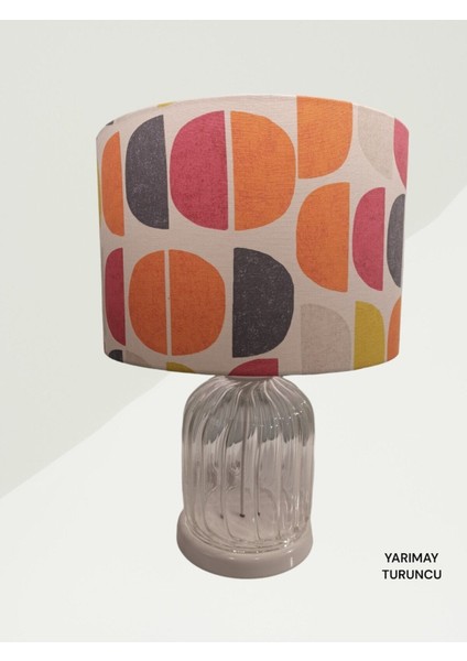 Turuncu Yarımay Desenli Abajur, Renkli ve Şık Dekoratif Aydınlatma fiyatları