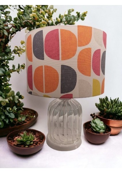 Turuncu Yarımay Desenli Abajur, Renkli ve Şık Dekoratif Aydınlatma modelleri