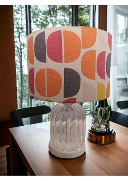 Turuncu Yarımay Desenli Abajur, Renkli ve Şık Dekoratif Aydınlatma fırsatları