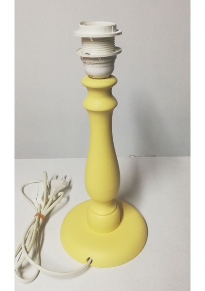 Şık Ahşap ve Metal Halat ile Tasarım Abajur Ayağı, Sarı Renk Seçeneğiyle