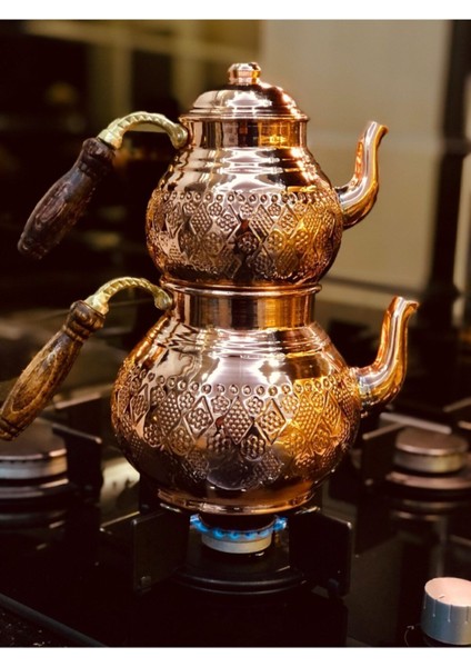 El Işlemeli Bakır Çaydanlık, Büyük Boy, Şık ve Zarif Tasarım fiyatları