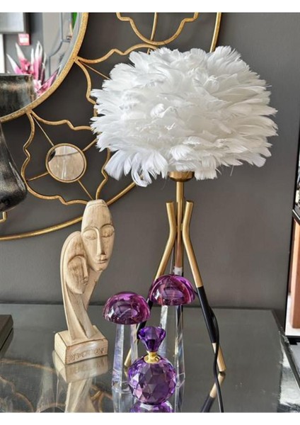 Beyaz Tüy Abajur, Renkli ve Şık Dekoratif Aydınlatma indirimleri