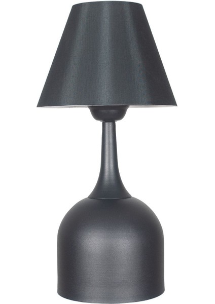 Modern Tasarımlı Siyah Masa ve Gece Lambası, Şık ve Fonksiyonel Aydınlatma.