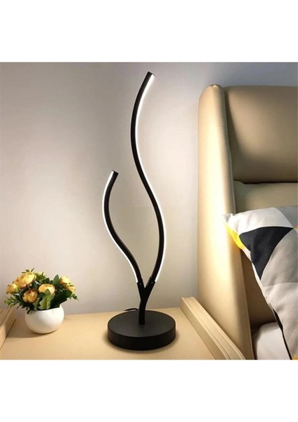 Şık Modern Siyah Gün Işığı LED Masa Lambası, Abajur ve Gece Işığı Özelliği
