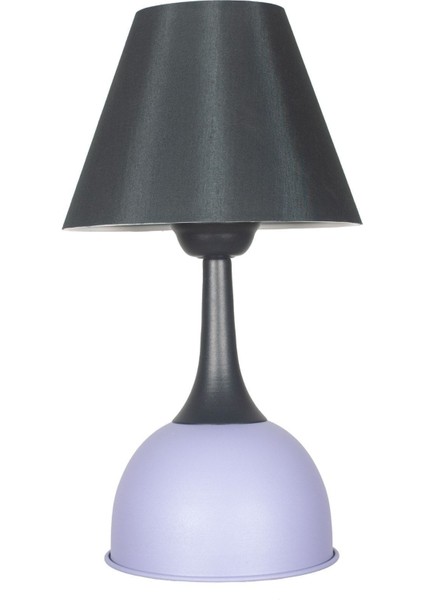 Modern Siyah Başlıklı Lila Tabanlı Masa ve Gece Lambası