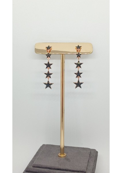 Taşlı Kayan Yıldız Model Rose Kaplama 925 Ayar Gümüş Küpe – Modern Tasarım fiyatları