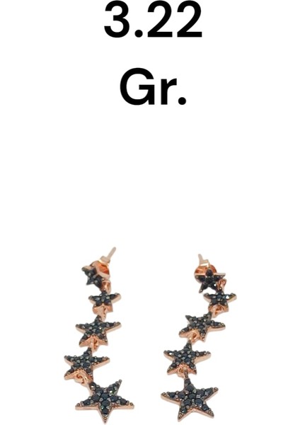 Taşlı Kayan Yıldız Model Rose Kaplama 925 Ayar Gümüş Küpe – Modern Tasarım modelleri