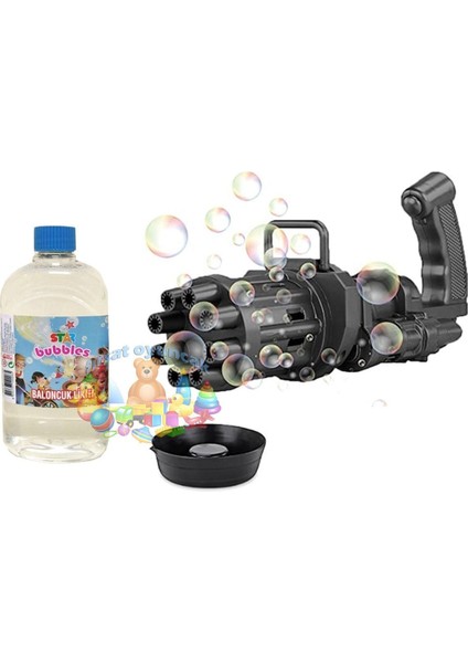 Pilli Köpüklü Tabanca, Renkli Köpük Makinesi, 500 ml Bubble Machine Siyah