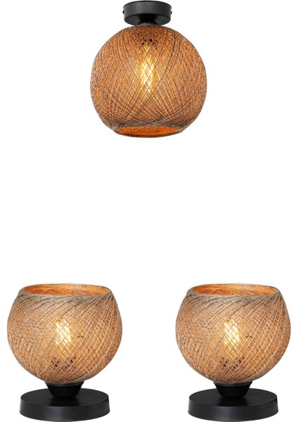 Kahverengi Yatak Odası Aydınlatma Seti, Abajur ve Avize Şık Tasarım fiyatları