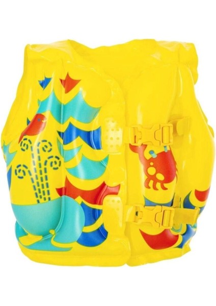 Renkli Tropikal Desenli 3-6 Yaş Çocuk Can Yeleği, Güvenli ve Eğlenceli Tasarım