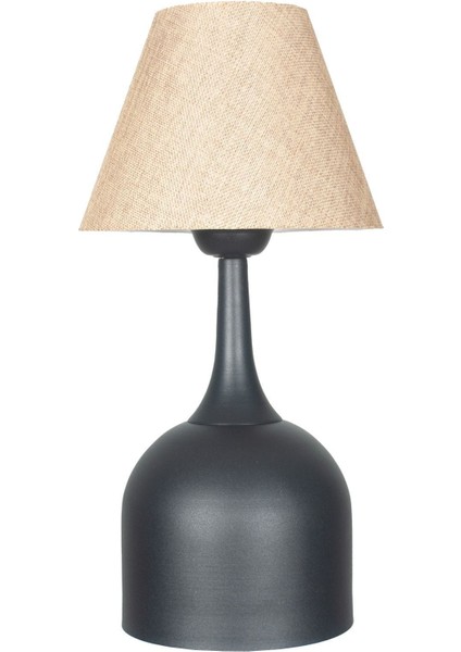 Modern Kahverengi Başlıklı Siyah Masa ve Gece Lambası Abajur