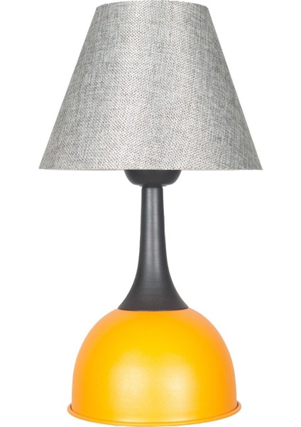 Modern Gri Başlıklı Turuncu Masa Lambası, Şık ve Kullanışlı Aydınlatma Seçeneği